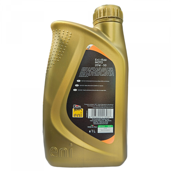 Купить моторное масло Eni i-Ride moto 20W-50, канистра 1 литр, вид сзади